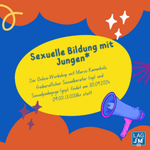 Hinweis auf dem Online-Workshop Sexuelle Bildung mit Jungen am 30.09.2024