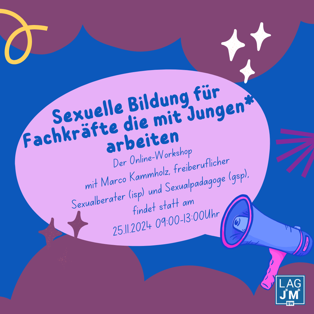 Hinweis auf dem Online-Workshop Sexuelle Bildung mit Jungen am 30.09.2024